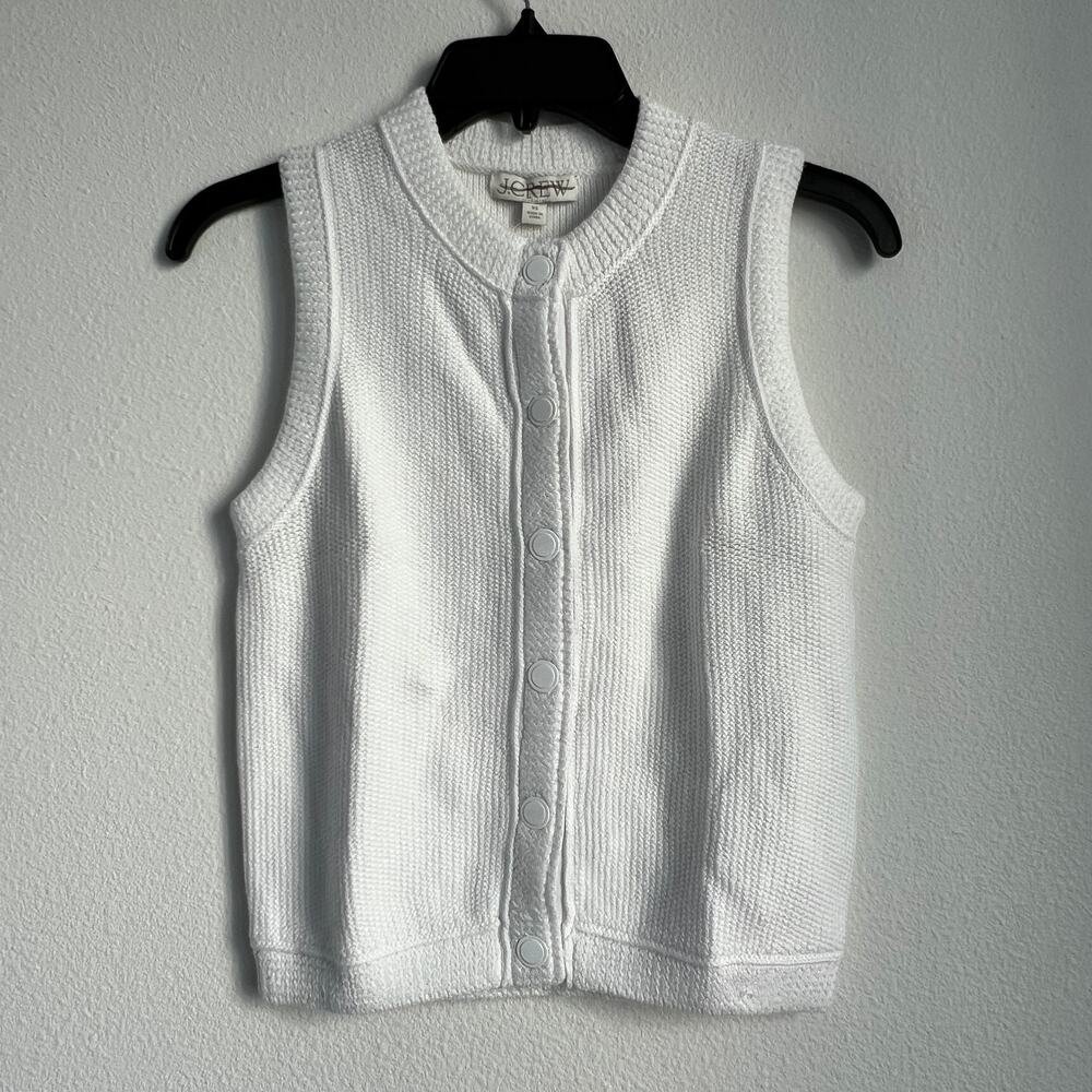 J Crew Cropped Button Up Sweater Shell Womens XS White